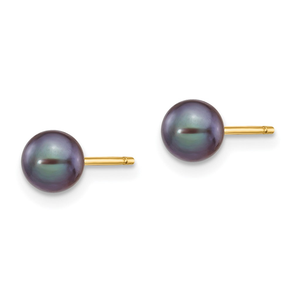 Shop Stylish 14K Gold Black Freshwater Pearl Stud Earrings (5-6mm) - Luxury!