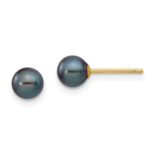 Shop Stylish 14K Gold Black Freshwater Pearl Stud Earrings (5-6mm) - Luxury!