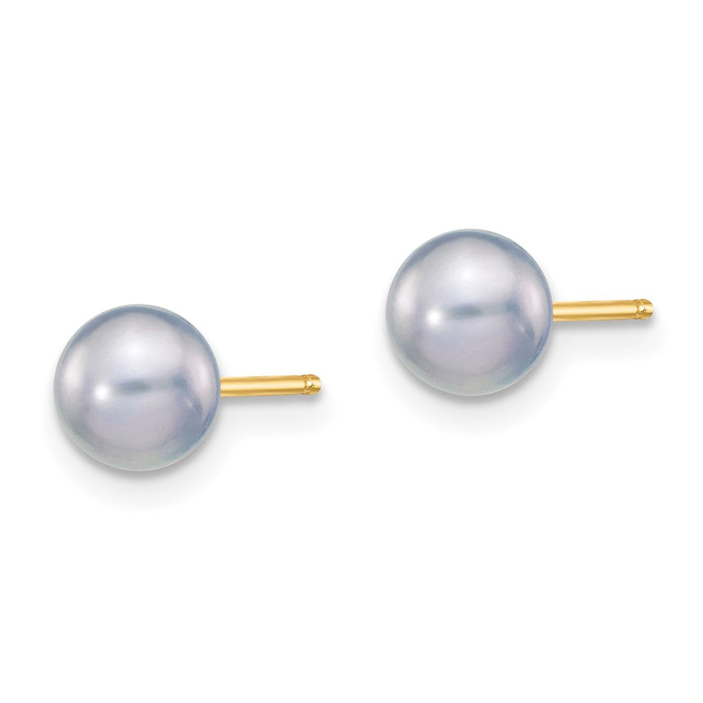 Exclusive 14K Gold 5-6mm Grey Pearl Stud Earrings - Stylish Luxury Value