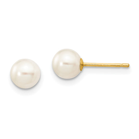 Buy Exclusive 14K White Gold 5-6mm Freshwater Pearl Stud Earrings - Stylish Value!
