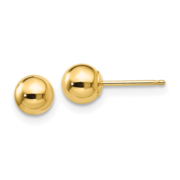 14K Gold Polished 5mm Ball Stud Earrings