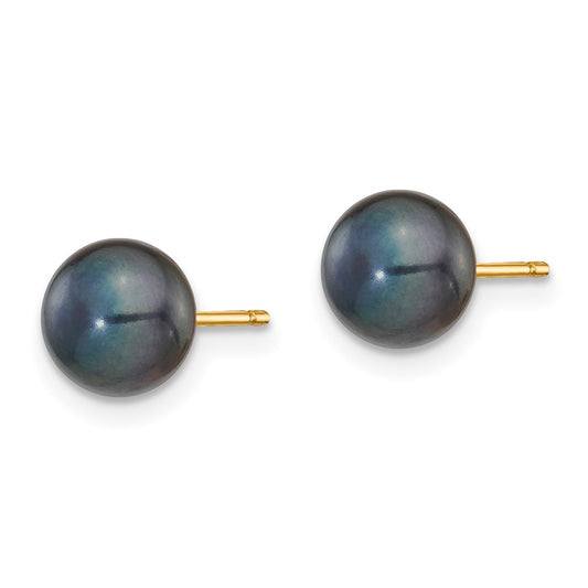 Shop Exclusive 14K Gold Black Button Freshwater Pearl Stud Earrings - 6-7mm, Stylish Value!
