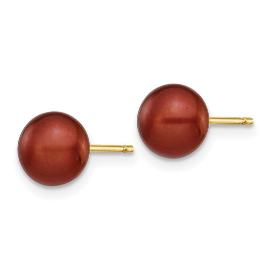 Buy Stylish 14K Gold Freshwater Pearl Stud Earrings - 6-7mm Luxury Value