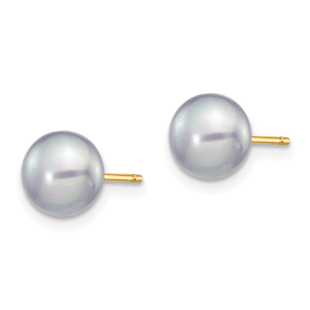 High-quality 14K Gold Grey Button Freshwater Pearl Stud Earrings - Stylish Value!