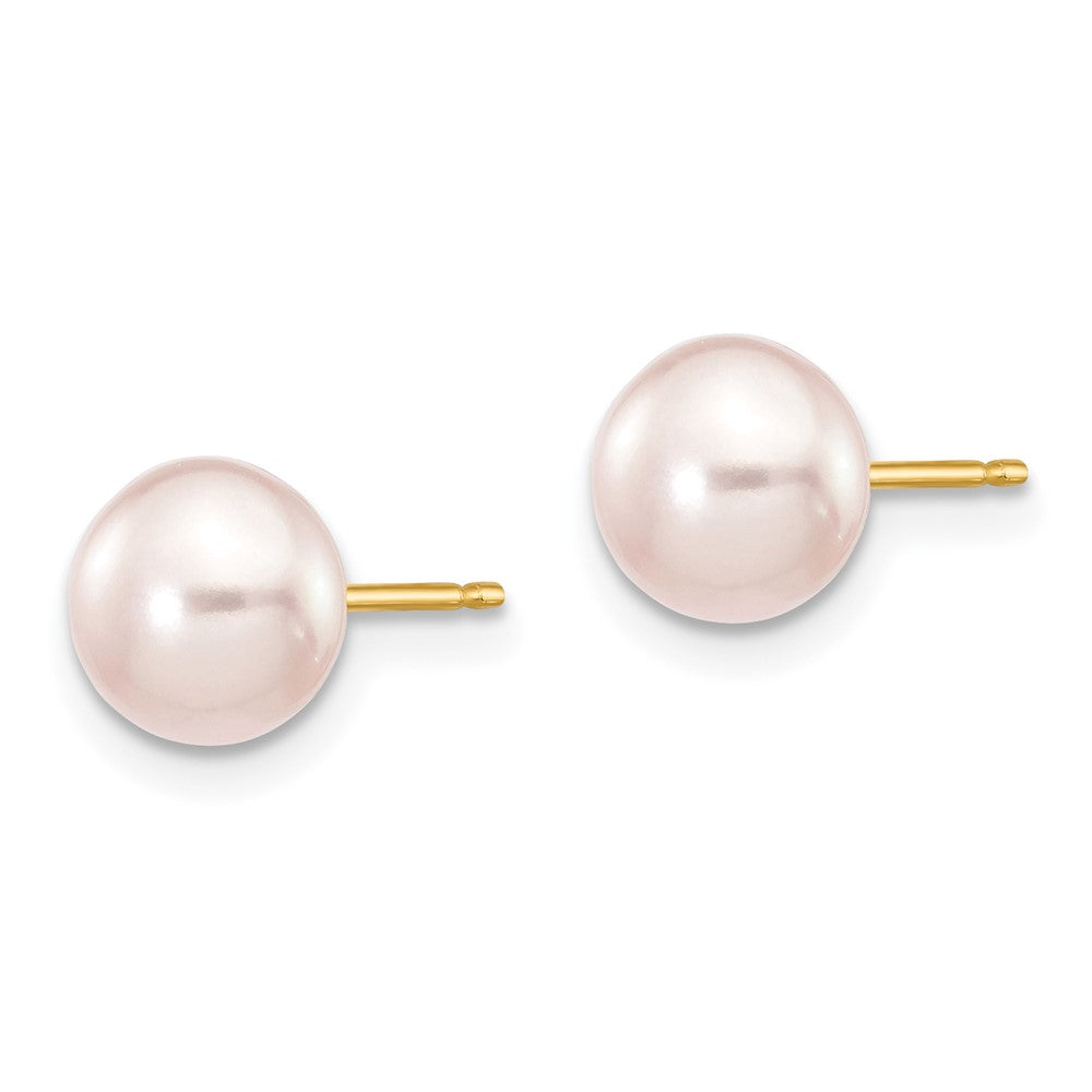 Designer 14K Gold 6-7mm Purple Pearl Stud Earrings - Stylish & Affordable!