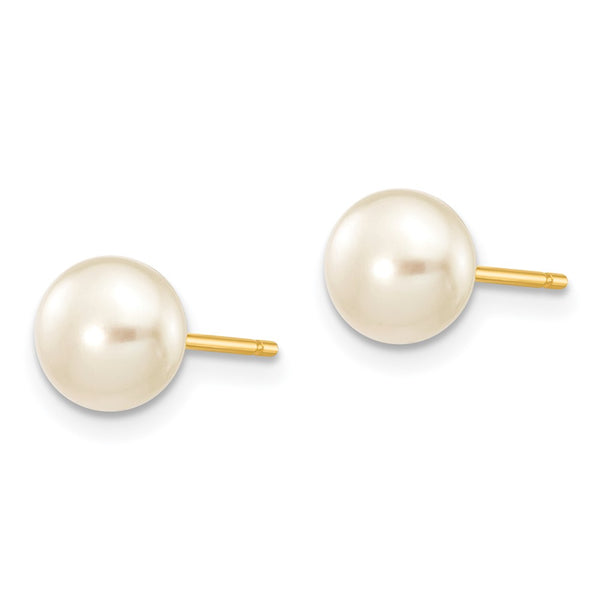14K White Gold Freshwater Pearl Stud Earrings, 6-7mm
