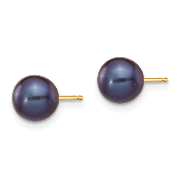 Shop Stylish 14K Gold Black Freshwater Pearl Stud Earrings (6-7mm) - Luxury Value!
