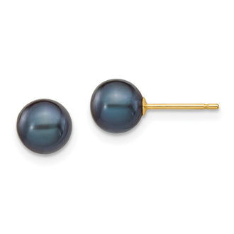 Shop Stylish 14K Gold Black Freshwater Pearl Stud Earrings (6-7mm) - Luxury Value!