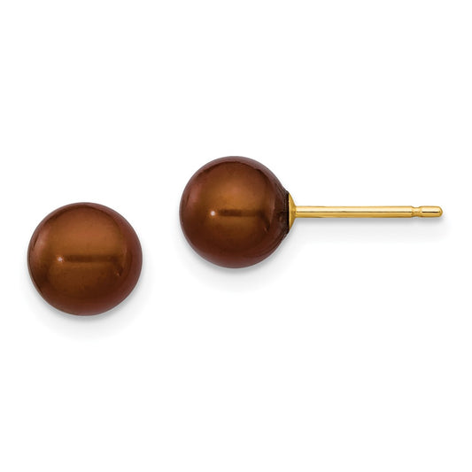 Buy Stylish 14K Gold Freshwater Pearl Stud Earrings - 6-7mm, Affordable Price