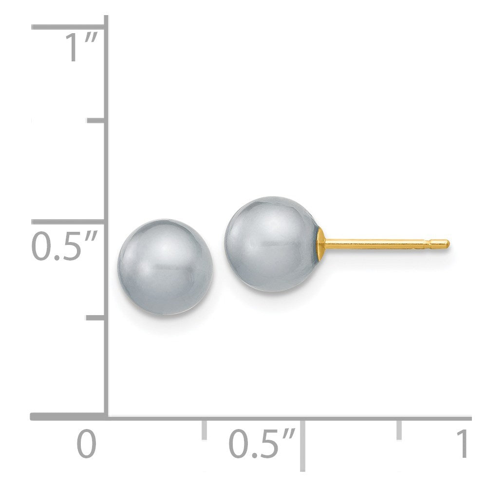 High-Quality 14K Gold Grey 6-7mm Pearl Stud Earrings - Stylish Value!