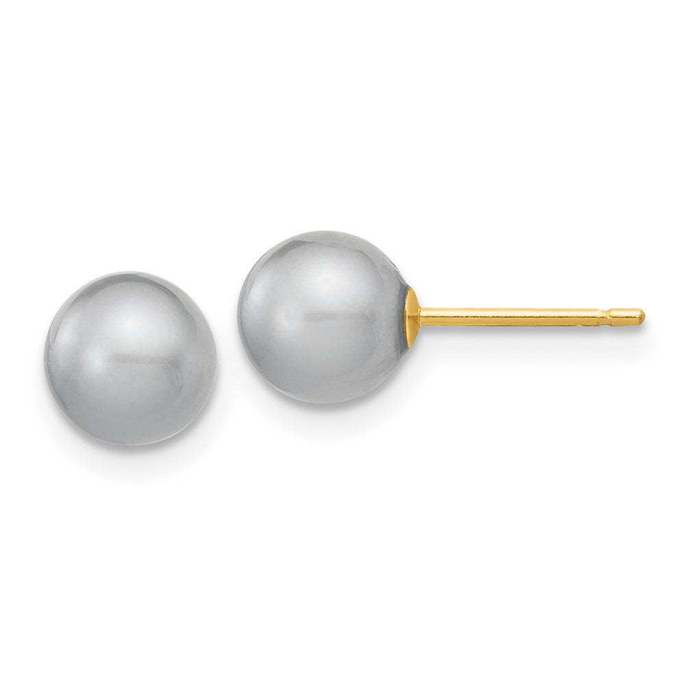 High-Quality 14K Gold Grey 6-7mm Pearl Stud Earrings - Stylish Value!