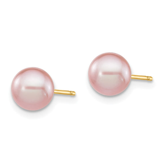 Buy Stylish 14K Gold 6-7mm Purple Freshwater Pearl Stud Earrings - Affordable Value!