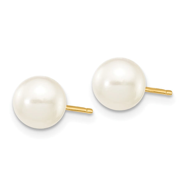 14K White Gold Pearl Earrings - 6-7mm Freshwater Cultured Gems