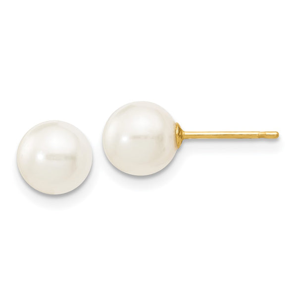 14K White Gold Pearl Earrings - 6-7mm Freshwater Cultured Gems