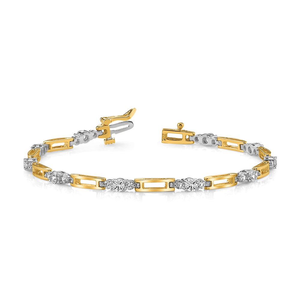 Exclusive 14K Two-Tone AAA Diamond Fancy Link Tennis Bracelet - Luxury Value