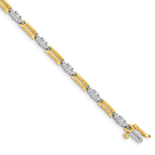 14K Two-Tone Elegant Link Tennis Bracelet, 7.5" Length