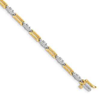 Exclusive 14K Two-Tone Diamond Tennis Bracelet - Stylish, 7.5" Length, Luxury Value
