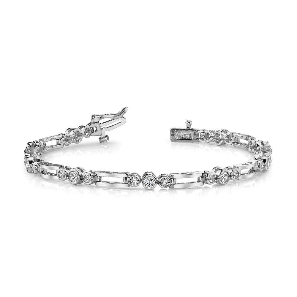 Buy 14K White Gold Diamond Fancy Link Tennis Bracelet - Stylish Design, 7.5"