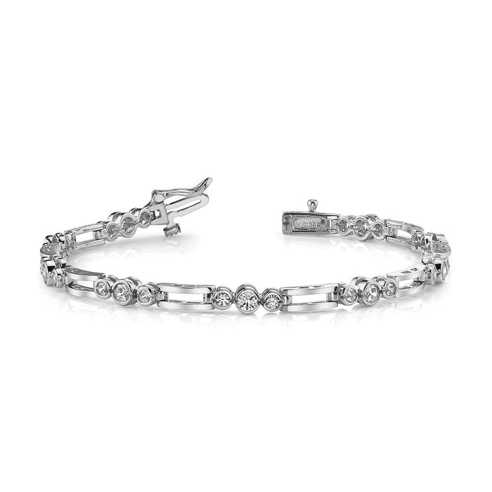 Buy 14K White Gold Diamond Fancy Link Tennis Bracelet - Stylish Design, 7.5"-3