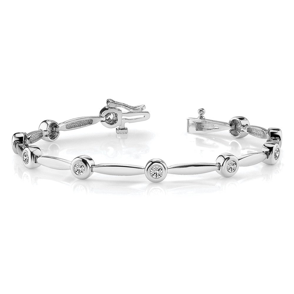Shop 14K White Gold AAA Diamond Bar Link Bracelet - Stylish Luxury for Elegance