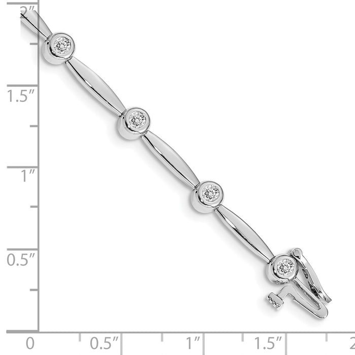 Shop 14K White Gold AAA Diamond Bar Link Bracelet - Stylish Luxury for Elegance-4