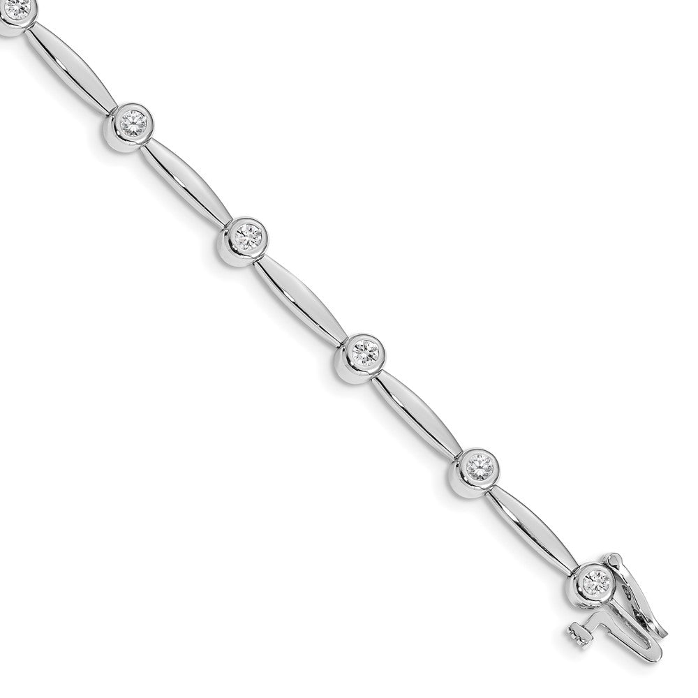 Shop 14K White Gold AAA Diamond Bar Link Bracelet - Stylish Luxury for Elegance