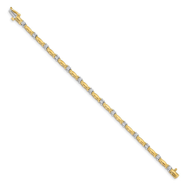 14K Two-Tone Tennis Bracelet - 2.6mm Bar Link