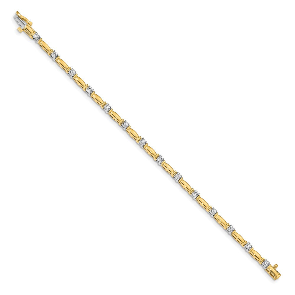 Exclusive 14K Two-Tone Diamond Bar Link Tennis Bracelet - Stylish & Affordable
