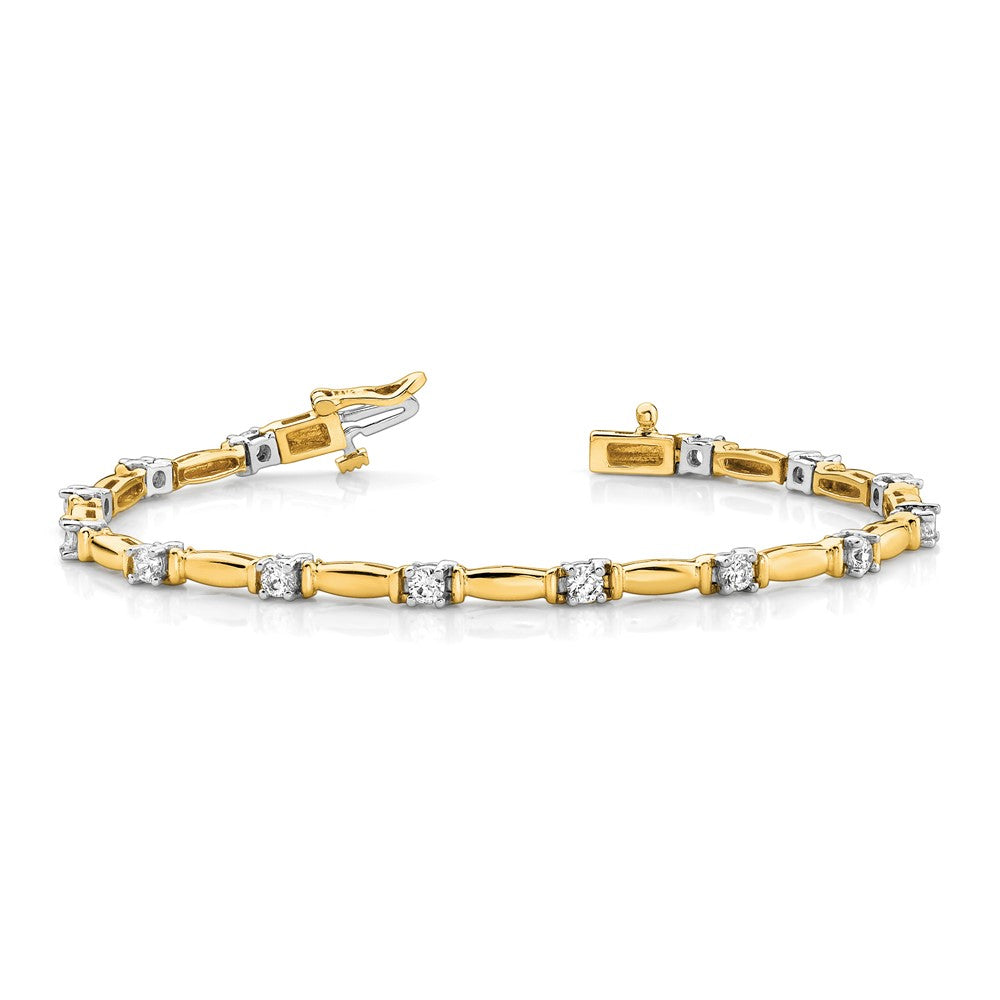 Exclusive 14K Two-Tone Diamond Bar Link Tennis Bracelet - Stylish & Affordable