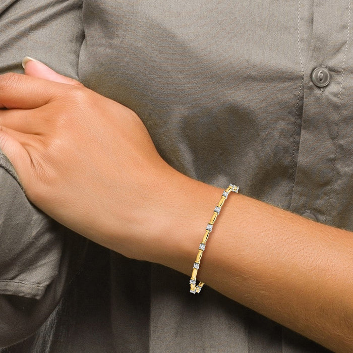 Shop Exclusive 14K Two-Tone Diamond Bar Link Tennis Bracelet - Stylish Luxury-4