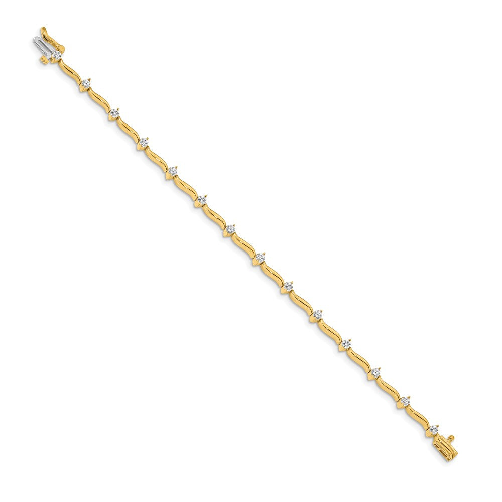 High-Quality 14K Gold 2.6mm Stone Bar Link Tennis Bracelet - Stylish Value!