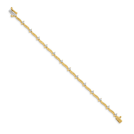 High-Quality 14K Gold 2.6mm Stone Bar Link Tennis Bracelet - Stylish Value!