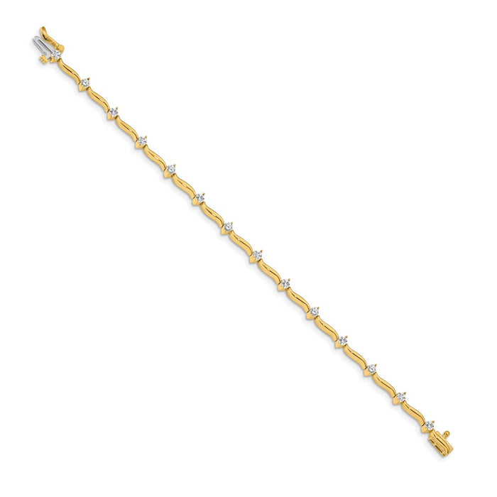 High-Quality 14K Gold 2.6mm Stone Bar Link Tennis Bracelet - Stylish Value!-2