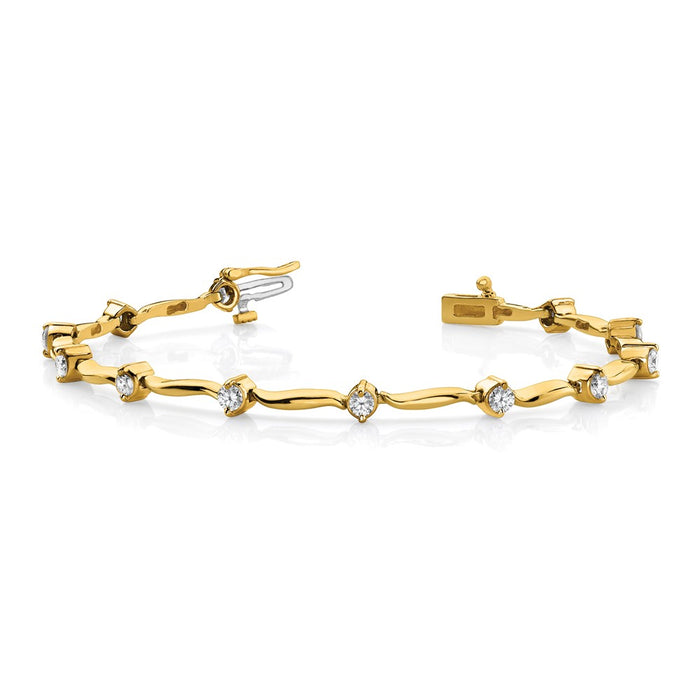 High-Quality 14K Gold 2.6mm Stone Bar Link Tennis Bracelet - Stylish Value!-3