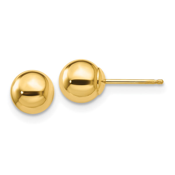 14K Gold Polished 6mm Ball Stud Earrings
