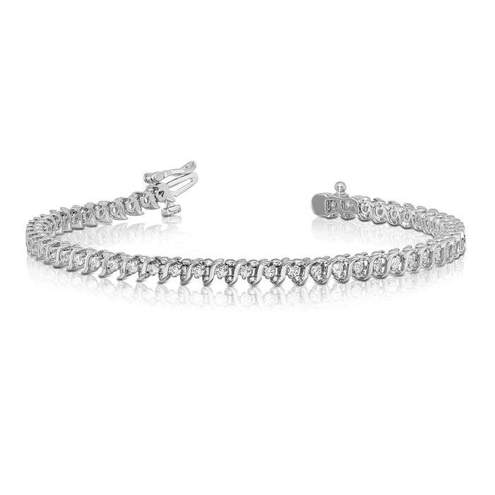 Buy Stylish 1.6mm Diamond Tennis Bracelet in 14K White Gold - Luxury Value-3