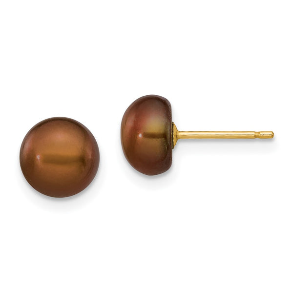 14K Gold Freshwater Cultured Pearl Stud Earrings, 7-8mm
