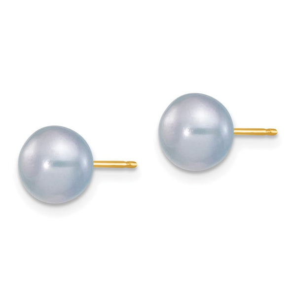 14K Gold Freshwater Pearl Stud Earrings - 7-8mm - Style GR1-1013668