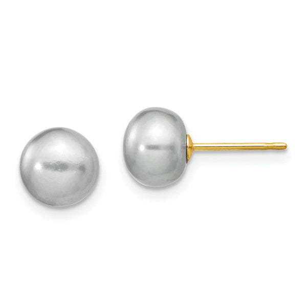 14K Gold Freshwater Pearl Stud Earrings - 7-8mm - Style GR1-1013668