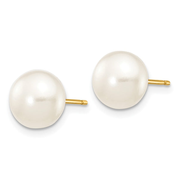 14K White Gold 7-8mm Pearl Button Stud Earrings