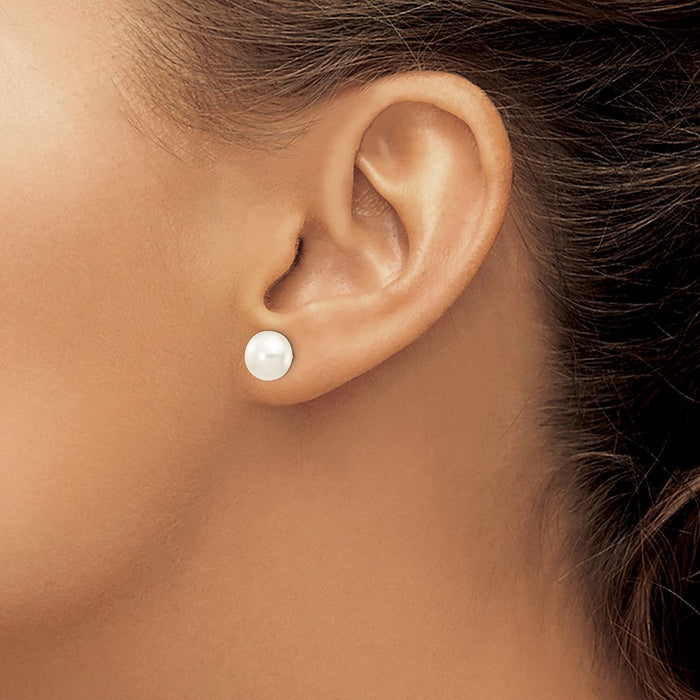 Buy Stylish 14K White Gold 7-8mm Pearl Button Stud Earrings - Luxury Value-3