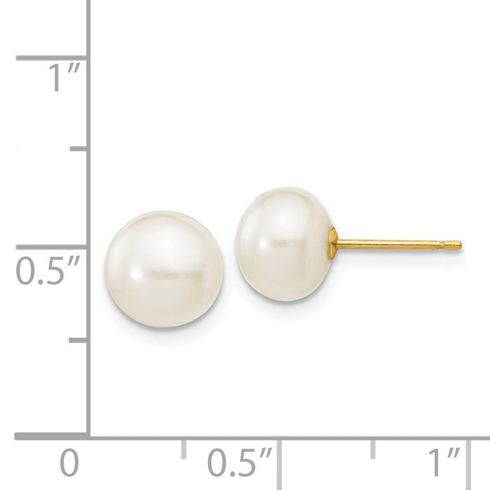 Buy Stylish 14K White Gold 7-8mm Pearl Button Stud Earrings - Luxury Value-4