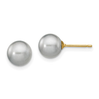 Shop Stylish 14K Gold Grey Round Freshwater Pearl Earrings - 7-8mm Luxury!