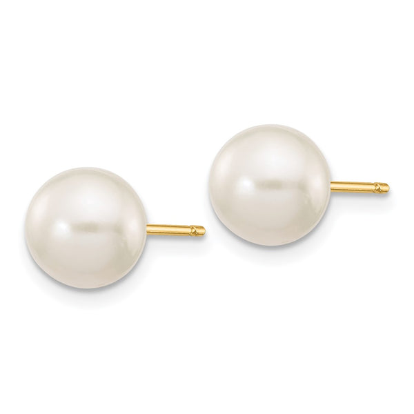 14K White Gold Freshwater Pearl Stud Earrings, 7-8mm