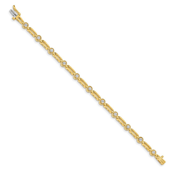 14K Gold 2.6mm Diamond Fancy Tennis Bracelet