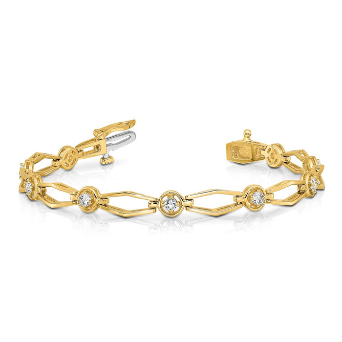 Shop Exclusive 14K Gold Diamond Fancy Bracelet - Stylish Luxury Design-3