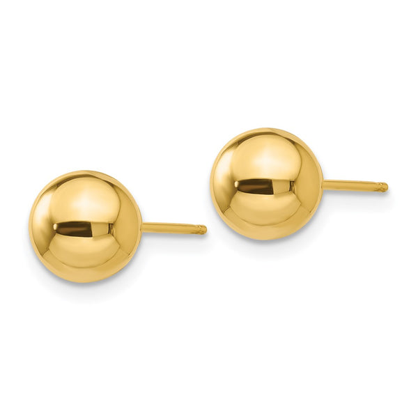 14K Gold Polished 7mm Ball Stud Earrings