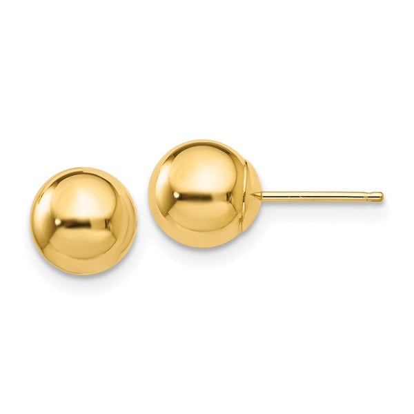 14K Gold Polished 7mm Ball Stud Earrings