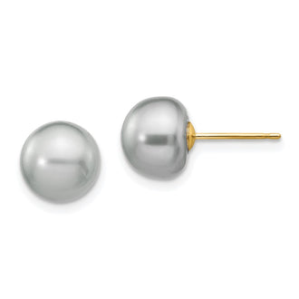Shop Stylish 14K Gold 8-9mm Grey Pearl Stud Earrings | Affordable Luxury