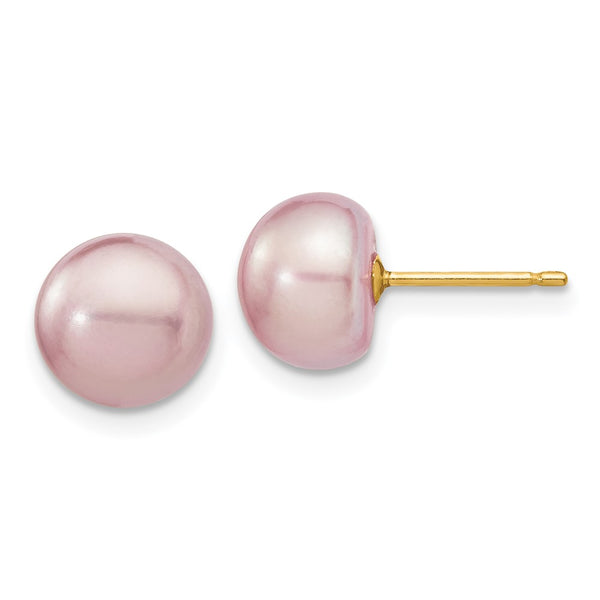 14K Gold Freshwater Pearl Stud Earrings - 8-9mm - Style GR1-1020418